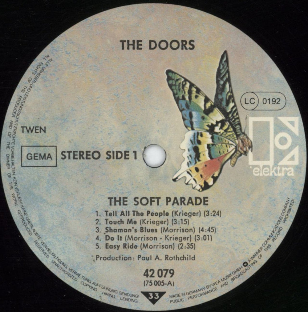 The Doors The Soft Parade - Butterfly Label German vinyl LP album (LP record) DORLPTH806728