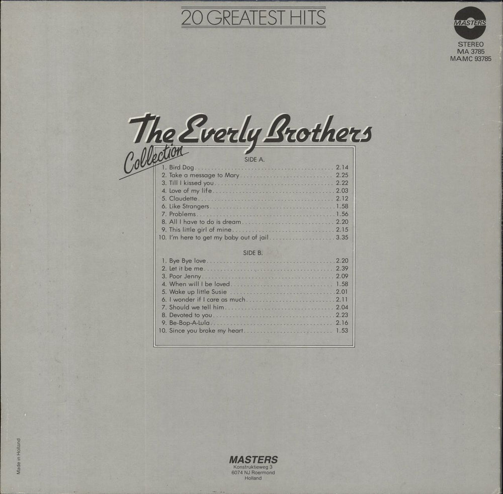 The Everly Brothers The Everly Brothers Collection - 20 Greatest Hits French vinyl LP album (LP record)