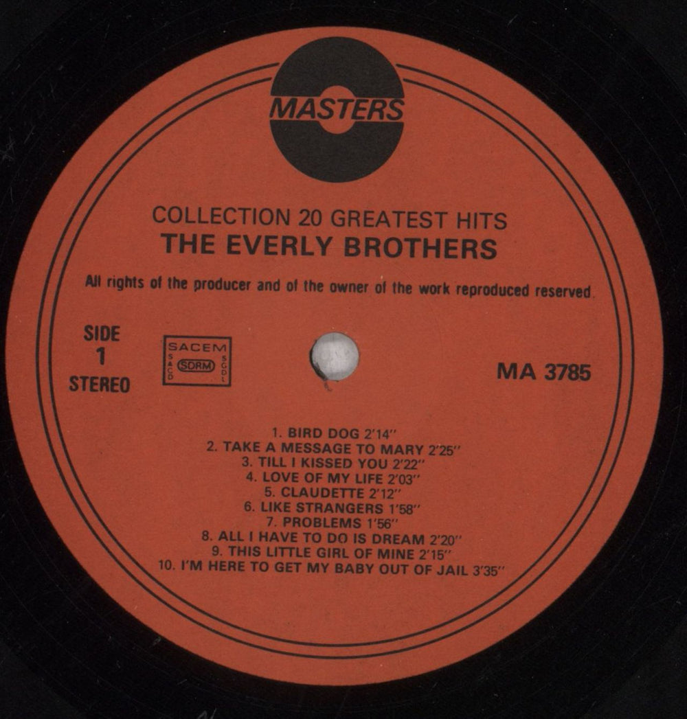 The Everly Brothers The Everly Brothers Collection - 20 Greatest Hits French vinyl LP album (LP record) EBRLPTH845661