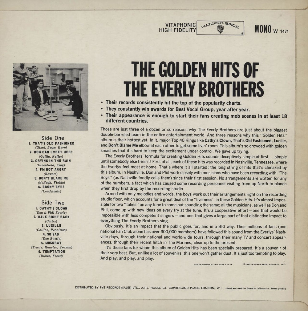 The Everly Brothers The Golden Hits Of The Everly Brothers - gold label UK vinyl LP album (LP record)