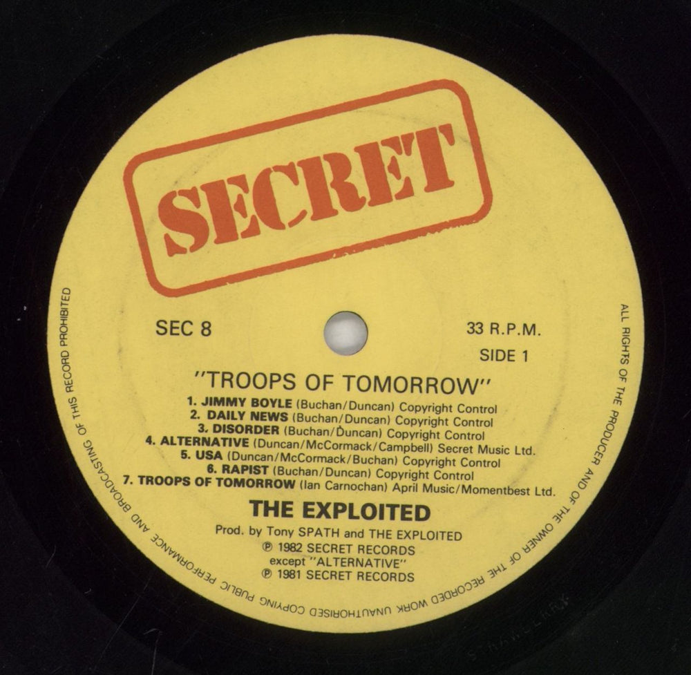 The Exploited Troops Of Tomorrow + Inner - EX UK vinyl LP album (LP record) EXDLPTR860483