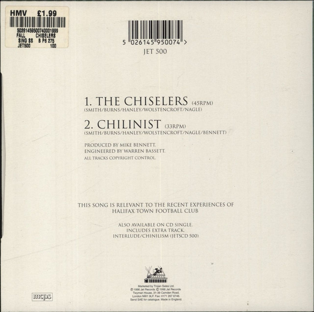 The Fall The Chiselers UK 7" vinyl single (7 inch record / 45) 5026145950074