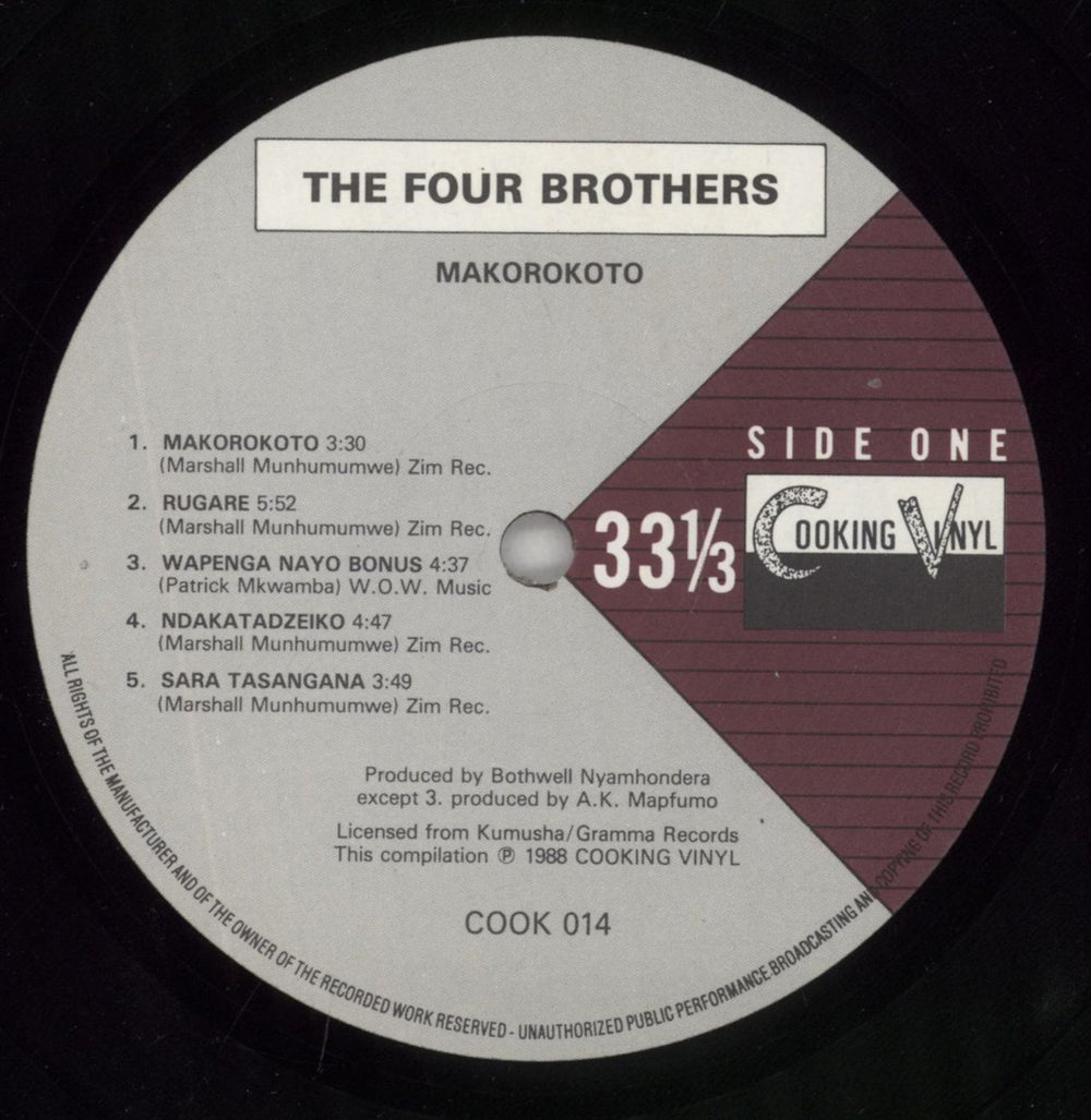 The Four Brothers Makorokoto UK vinyl LP album (LP record) 4-BLPMA498582