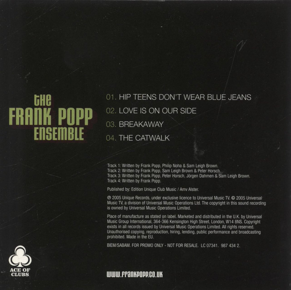 The Frank Popp Ensemble The Frank Popp Ensemble - Sampler UK CD single (CD5 / 5")