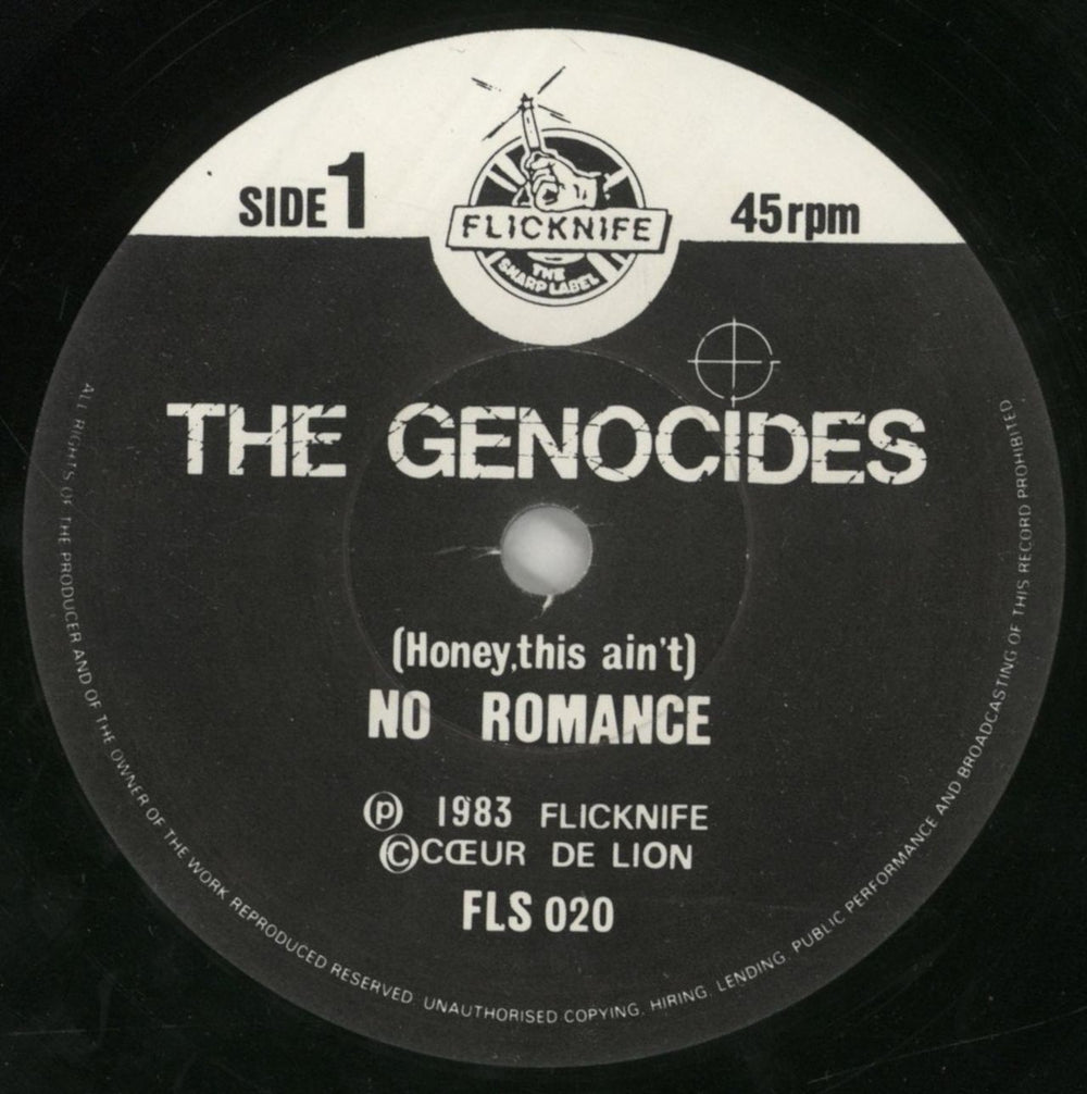 The Genocides Honey. This Ain't No Romance... UK 7" vinyl single (7 inch record / 45) 80J07HO858162