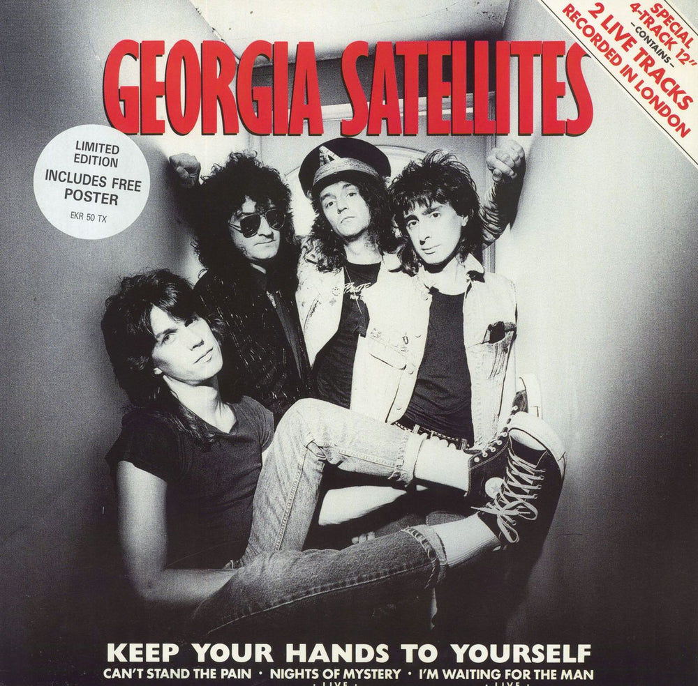 The Georgia Satellites Keep Your Hands To Yourself + Poster UK 12" vinyl single (12 inch record / Maxi-single) EKR50TX