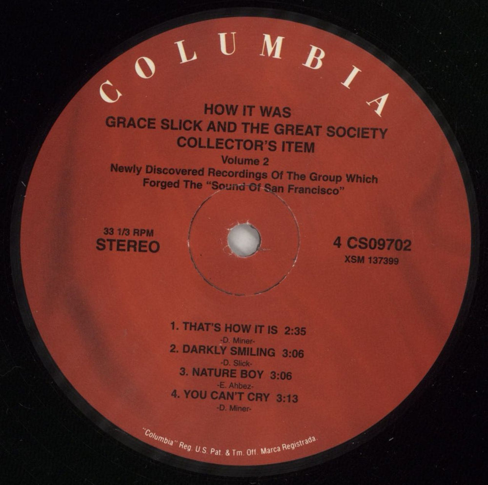 The Great Society How It Was US vinyl LP album (LP record) GRSLPHO364153