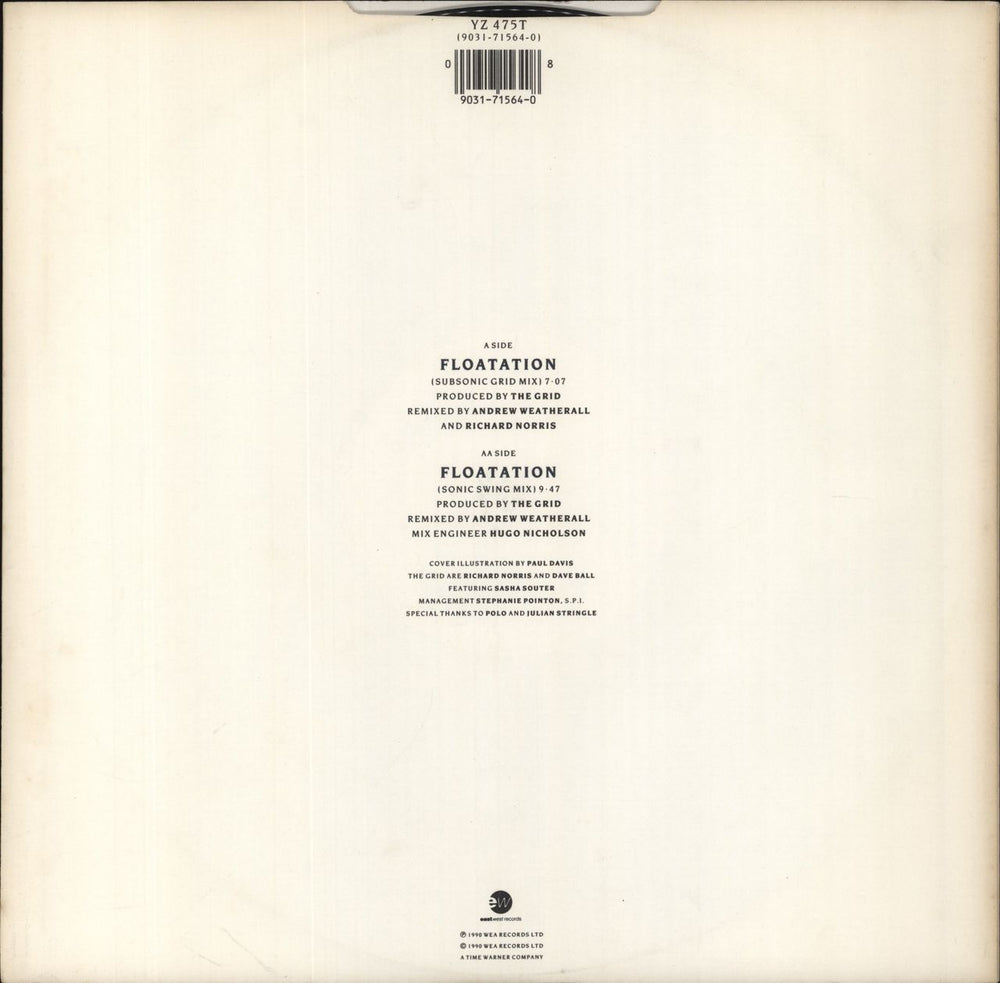The Grid Flotation UK 12" vinyl single (12 inch record / Maxi-single) 090317156408