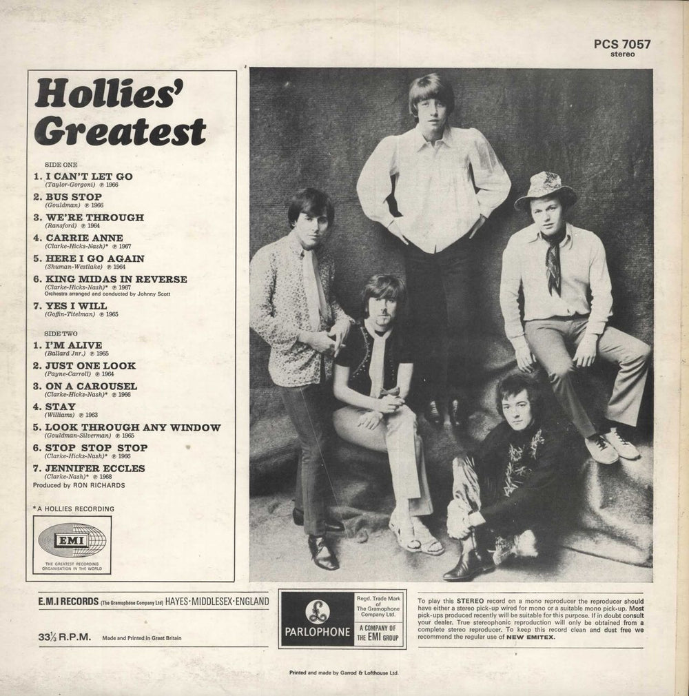 The Hollies Hollies' Greatest - EMI UK vinyl LP album (LP record) HLLLPHO54906