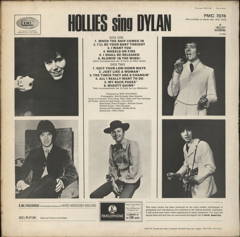 The Hollies Hollies Sing Dylan - 2nd - Ex UK vinyl LP album (LP record)