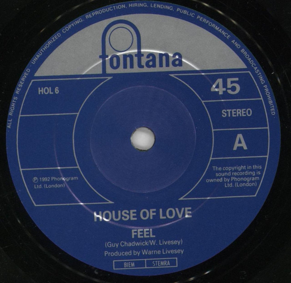 The House Of Love Feel UK 7" vinyl single (7 inch record / 45) HOL07FE106236