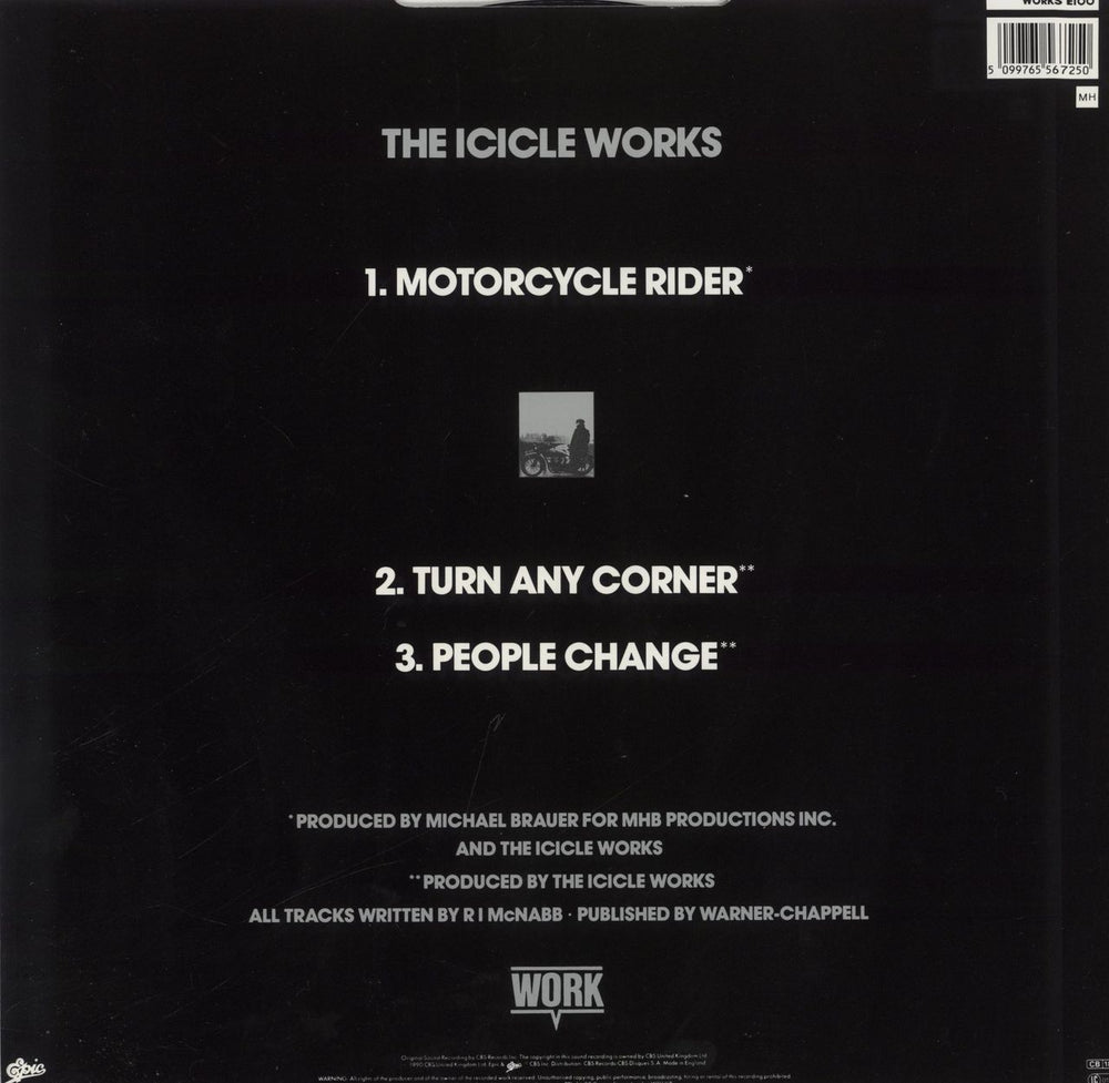 The Icicle Works Motorcycle Rider - Etched UK 12" vinyl single (12 inch record / Maxi-single) 5099765567250