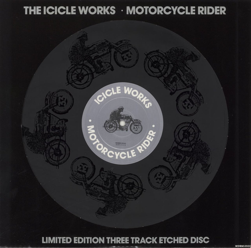 The Icicle Works Motorcycle Rider - Etched UK 12" vinyl single (12 inch record / Maxi-single) WORKSE100