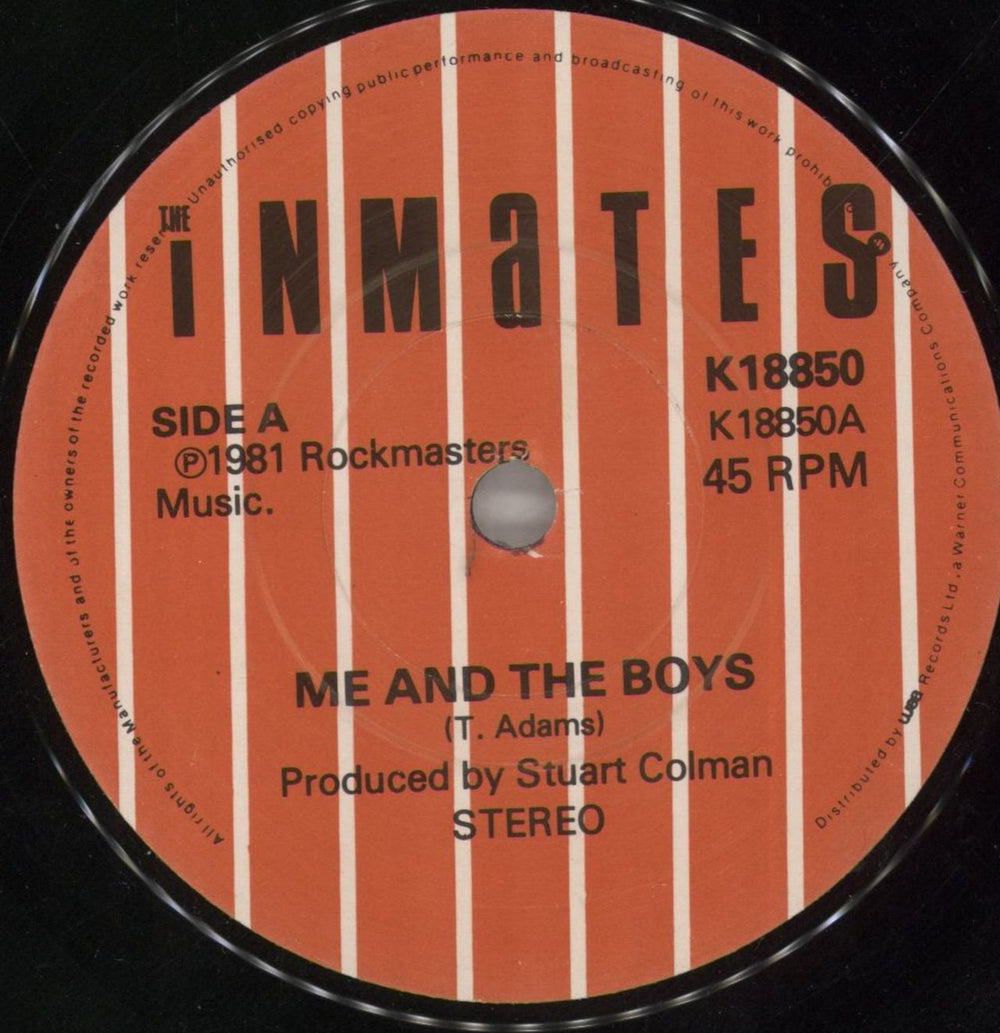 The Inmates Me And The Boys UK 7" vinyl single (7 inch record / 45) INM07ME115072