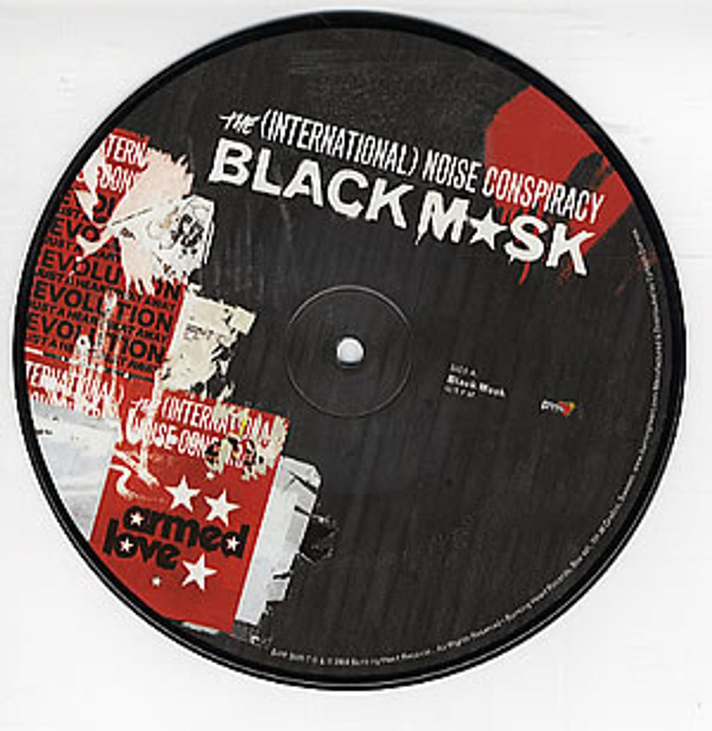 The [International] Noise Conspiracy Black Mask UK 7" vinyl picture disc (7 inch picture disc single) BHR20037