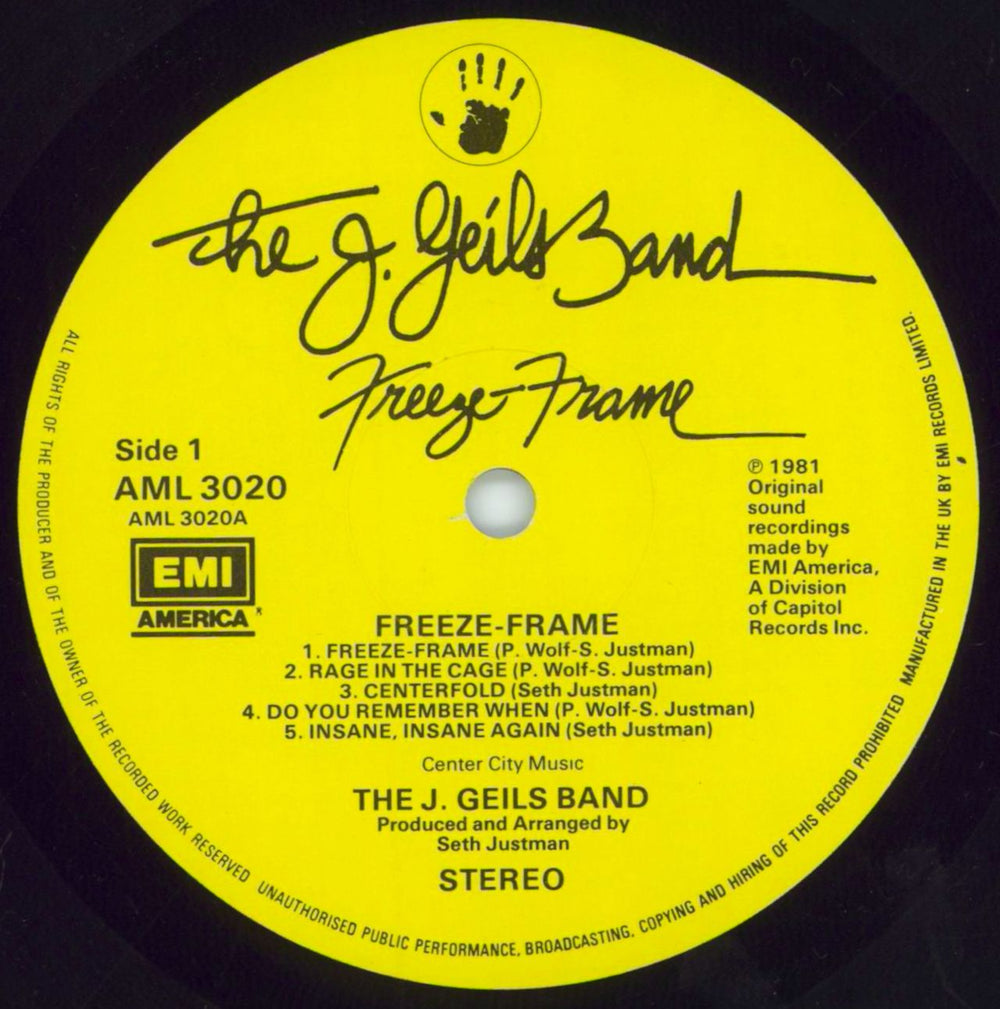 The J. Geils Band Freeze-Frame - Hype Stickered Sleeve UK vinyl LP album (LP record) JGBLPFR816586