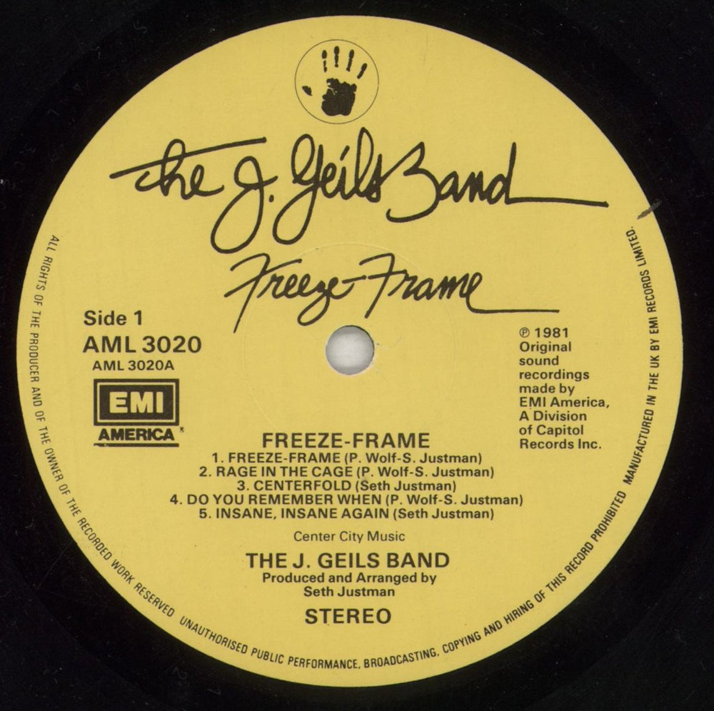 The J. Geils Band Freeze-Frame UK vinyl LP album (LP record) JGBLPFR334141