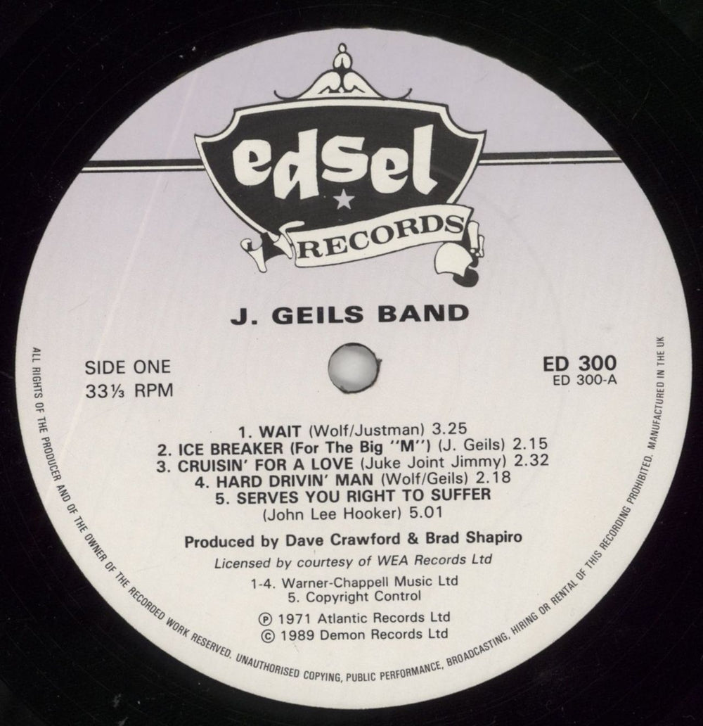 The J. Geils Band The J. Geils Band UK vinyl LP album (LP record) JGBLPTH495006