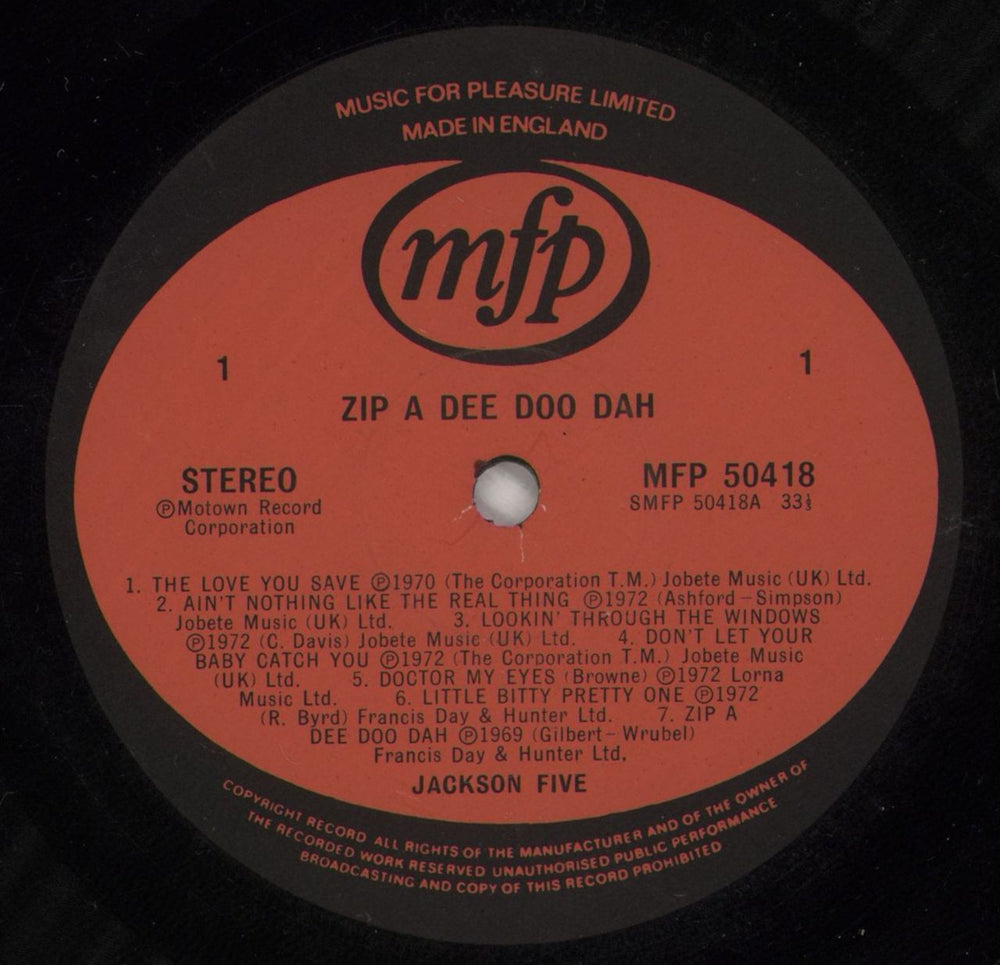 The Jackson Five Zip A Dee Doo Dah UK vinyl LP album (LP record) JKSLPZI582037