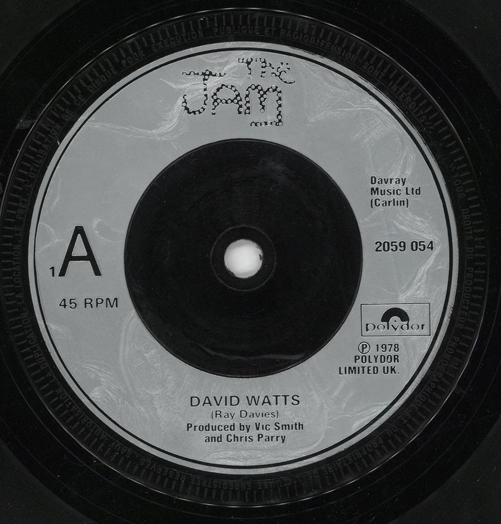 The Jam David Watts - Inj + Picture Sleeve UK 7" vinyl single (7 inch record / 45) JAM07DA717358