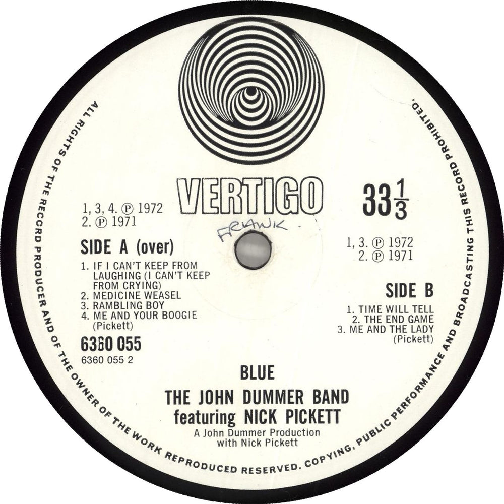 The John Dummer Blues Band Blue - 1st - VG UK vinyl LP album (LP record)