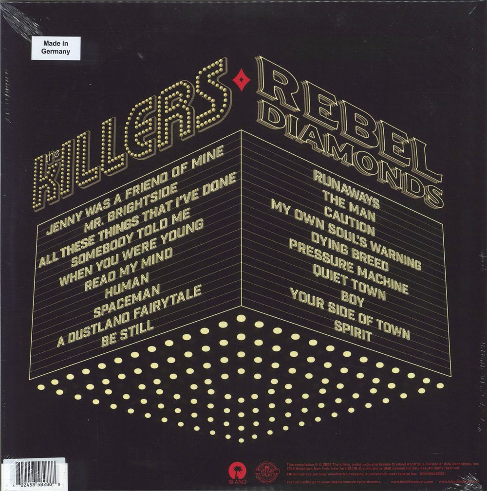 The Killers Rebel Diamonds 2003-2023 - Cream Coloured Vinyl Indie Store Exclusive - Sealed UK 2-LP vinyl record set (Double LP Album) 602458582888