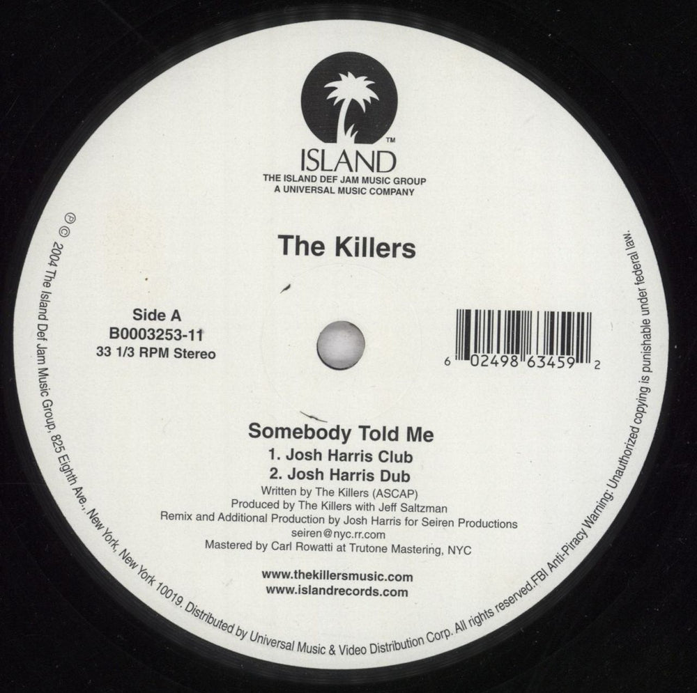 The Killers Somebody Told Me US 12" vinyl single (12 inch record / Maxi-single) B0003253-11