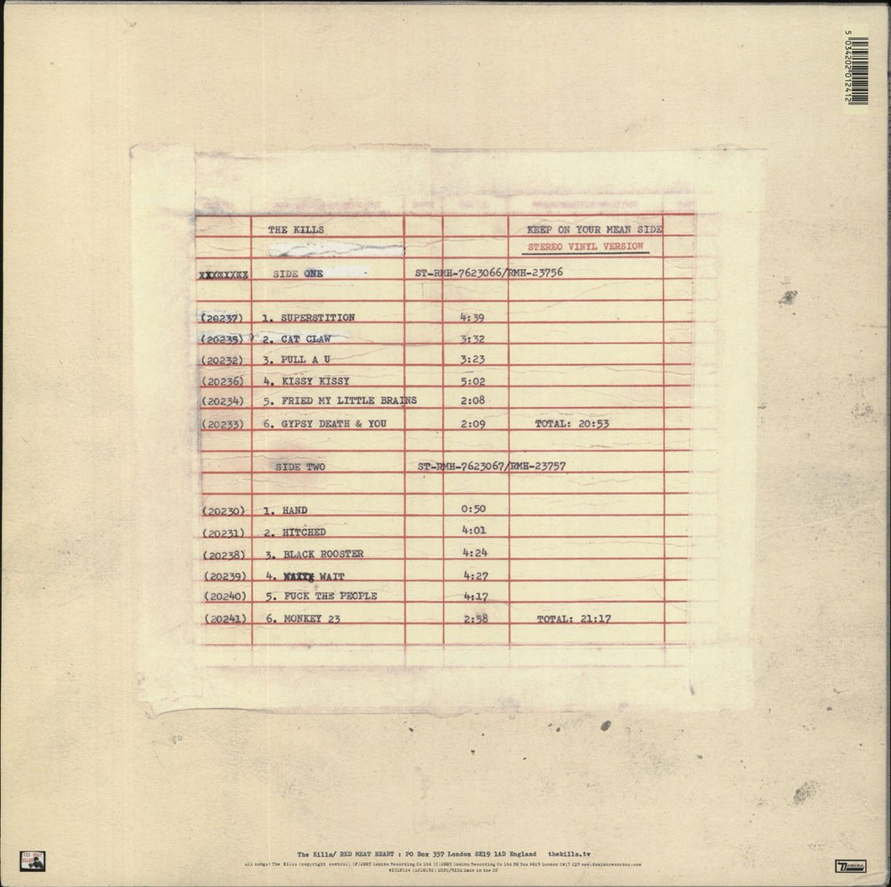 The Kills Keep On Your Mean Side - 180g UK vinyl LP album (LP record) 5034202012412