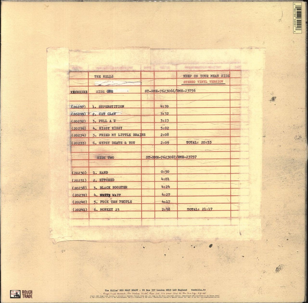 The Kills Keep On Your Mean Side US vinyl LP album (LP record) 5034202012412