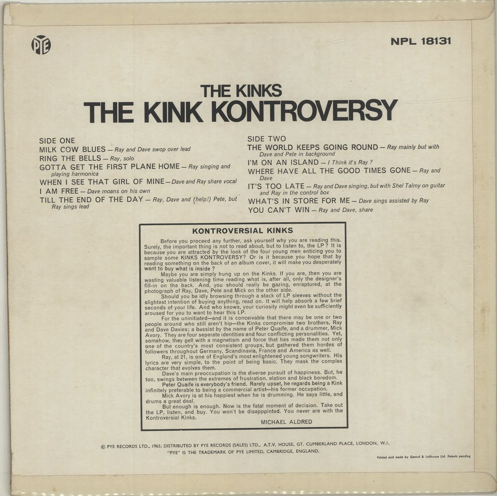 The Kinks The Kink Kontroversy - 1st - EX UK vinyl LP album (LP record) KINLPTH688730