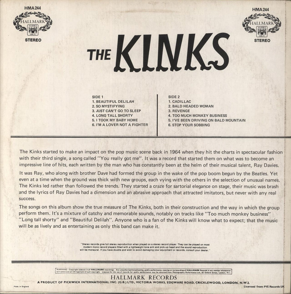 The Kinks The Kinks UK vinyl LP album (LP record)