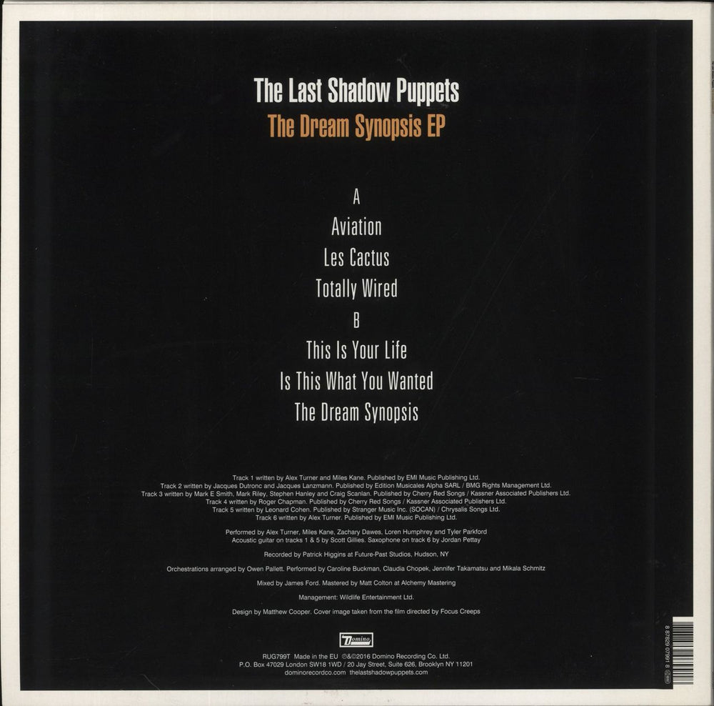 The Last Shadow Puppets The Dream Synopsis EP - 180gm UK 12" vinyl single (12 inch record / Maxi-single) 887829079918