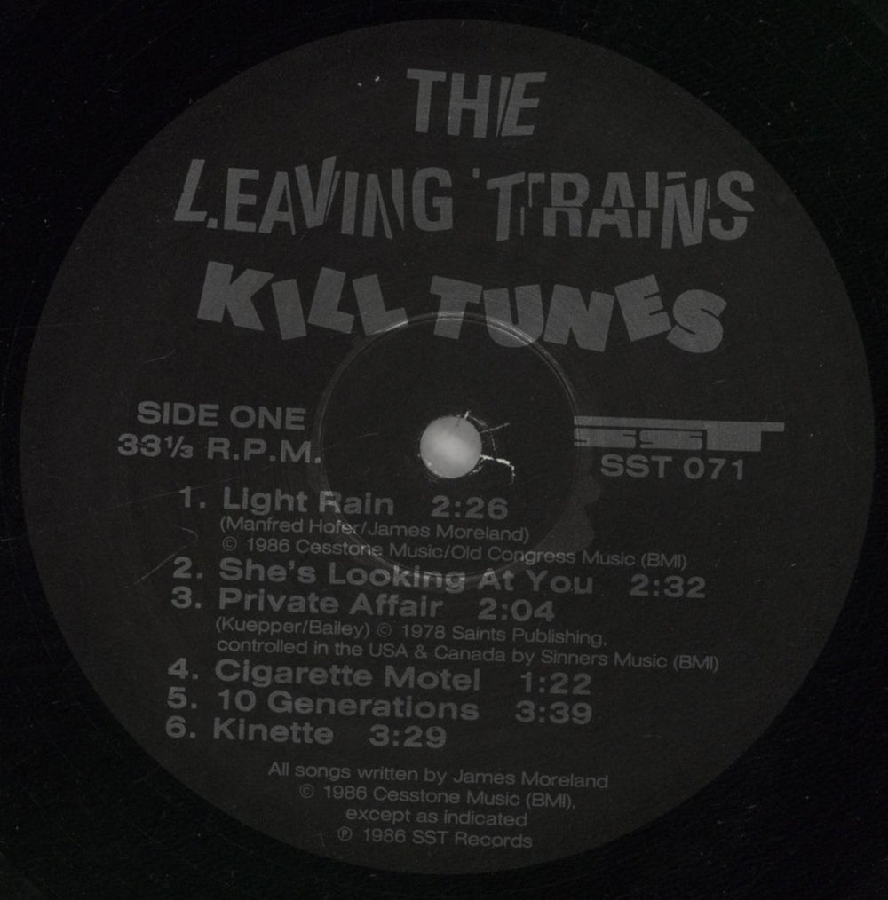 The Leaving Trains Kill Tunes US vinyl LP album (LP record) YLKLPKI860754