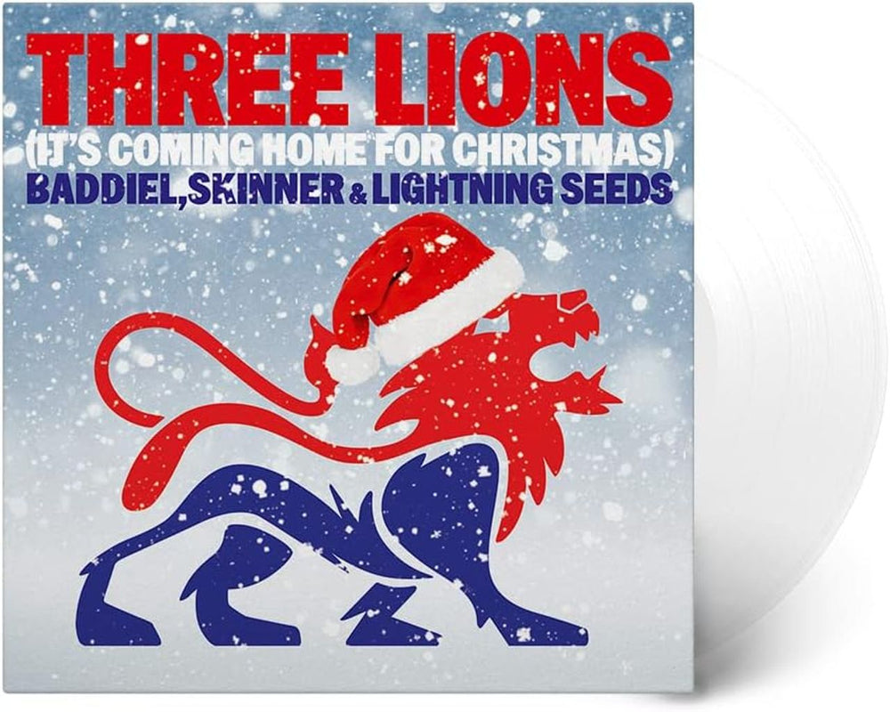 The Lightning Seeds Three Lions [It's Coming Home For Christmas] - White Vinyl - Sealed UK 7" vinyl single (7 inch record / 45) 19658709417