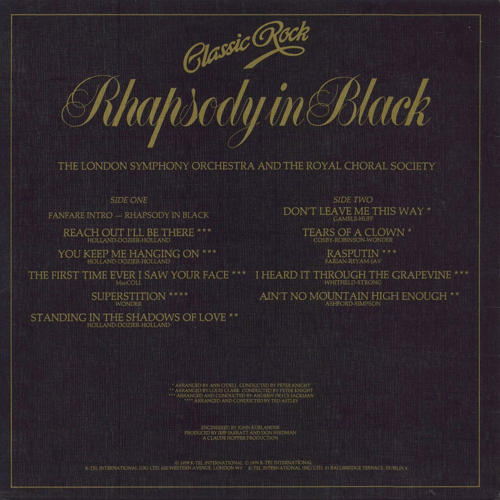 The London Symphony Orchestra Rhapsody In Black + Inner UK vinyl LP album (LP record)