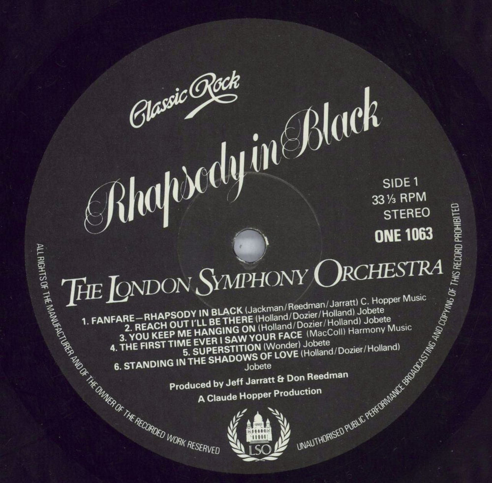 The London Symphony Orchestra Rhapsody In Black + Inner UK vinyl LP album (LP record) LQOLPRH820253