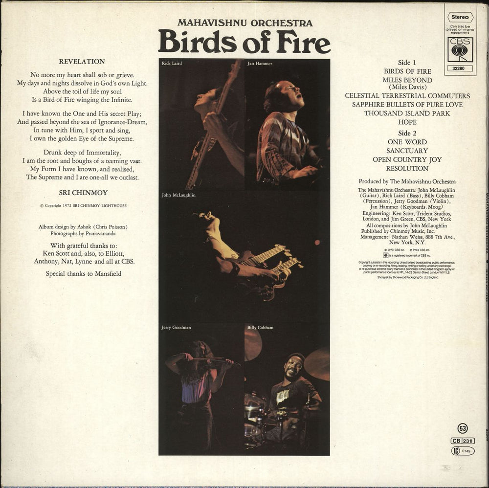 The Mahavishnu Orchestra Birds Of Fire UK vinyl LP album (LP record)