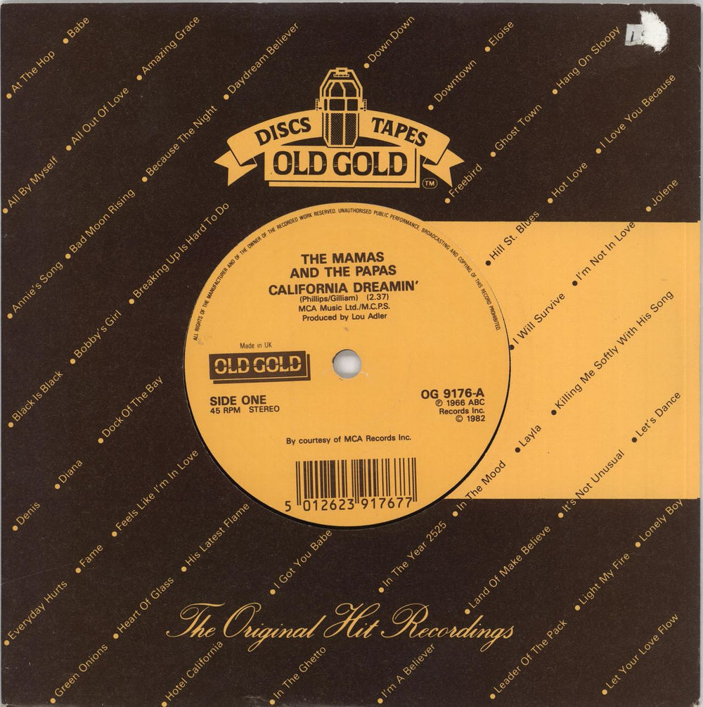 The Mama's And The Papa's California Dreamin' UK 7" vinyl single (7 inch record / 45) OG9176