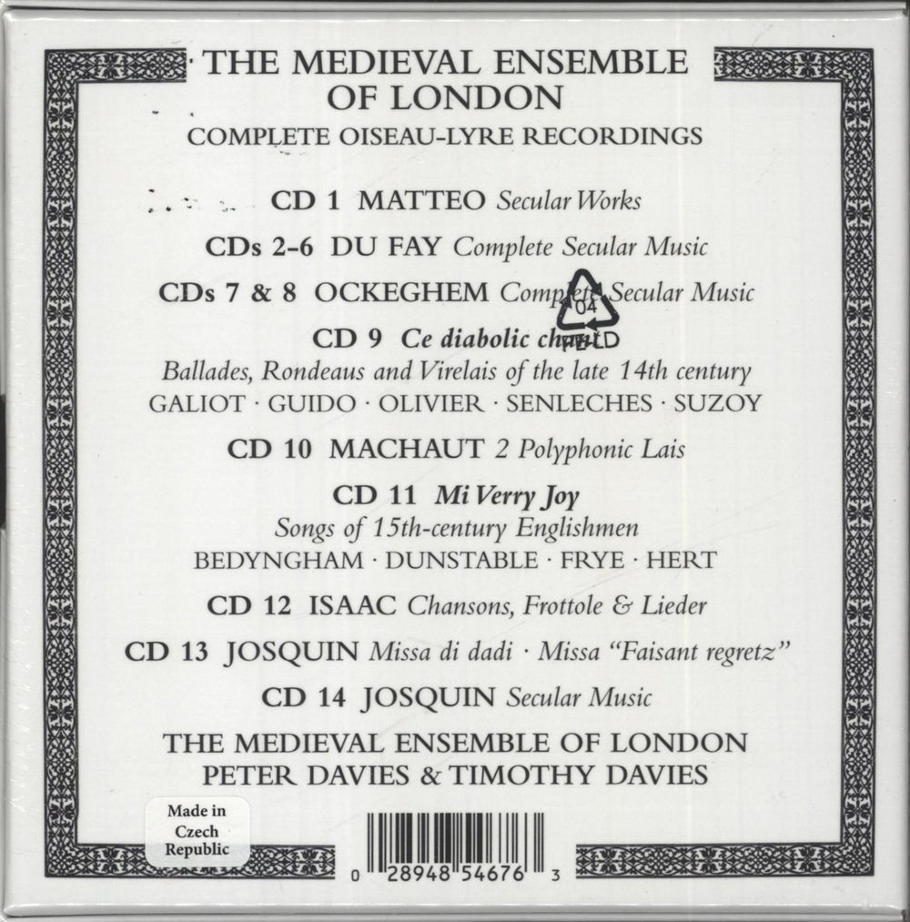 The Medieval Ensemble Of London The Complete L'Oiseau Lyre Recordings Czech CD Album Box Set 0VJDXTH835611