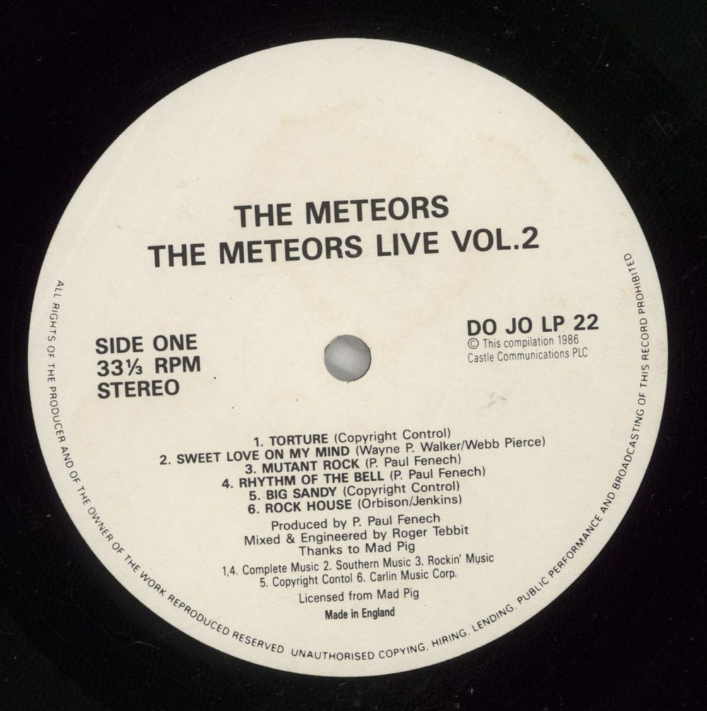 The Meteors (80s) Live II - EX UK vinyl LP album (LP record) TEOLPLI874707