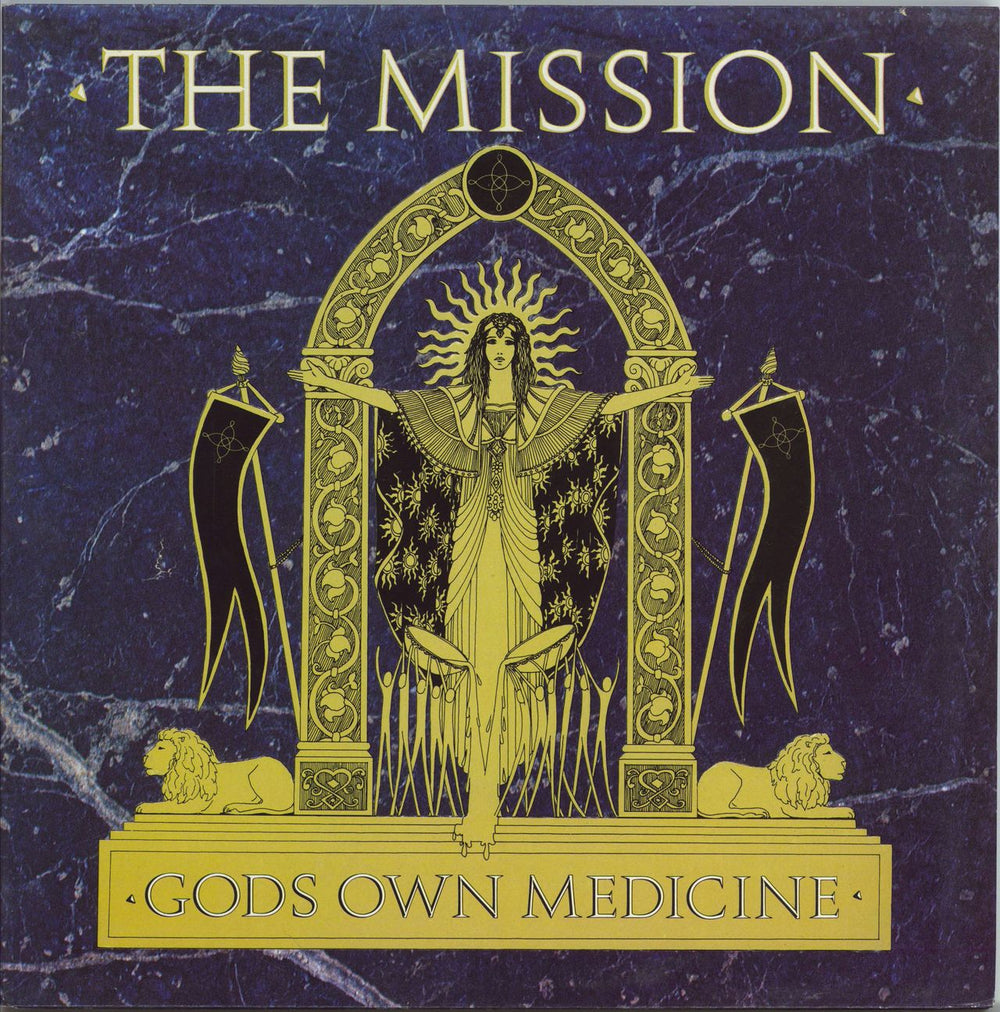 The Mission Gods Own Medicine - Gatefold Sleeve UK vinyl LP album (LP record) MERH102