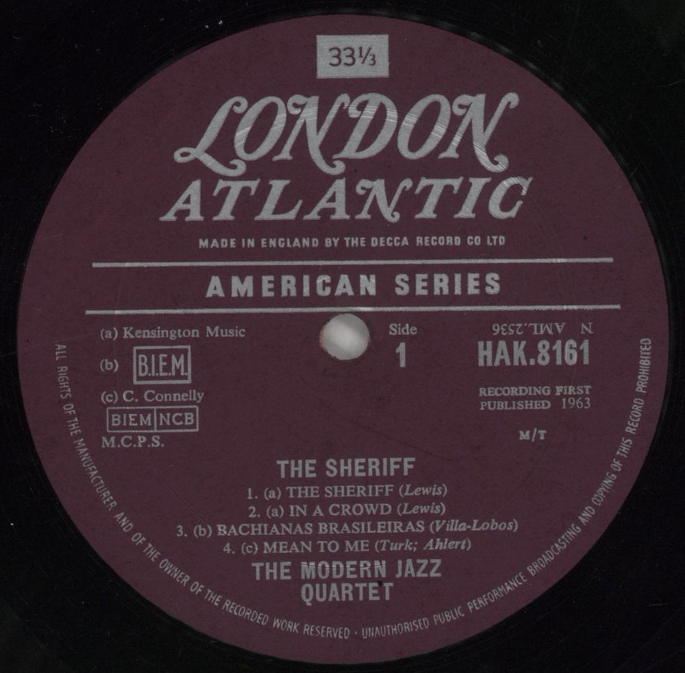 The Modern Jazz Quartet The Sheriff UK vinyl LP album (LP record) MJQLPTH446487