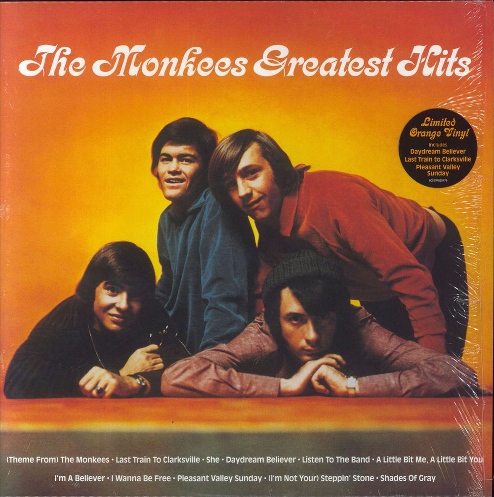 The Monkees Greatest Hits - Orange Vinyl UK vinyl LP album (LP record) 603497855476