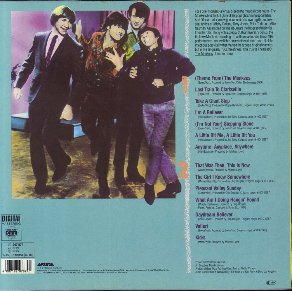 The Monkees The Best Of The Monkees + Hype-Sticker German vinyl LP album (LP record) 4007192078745