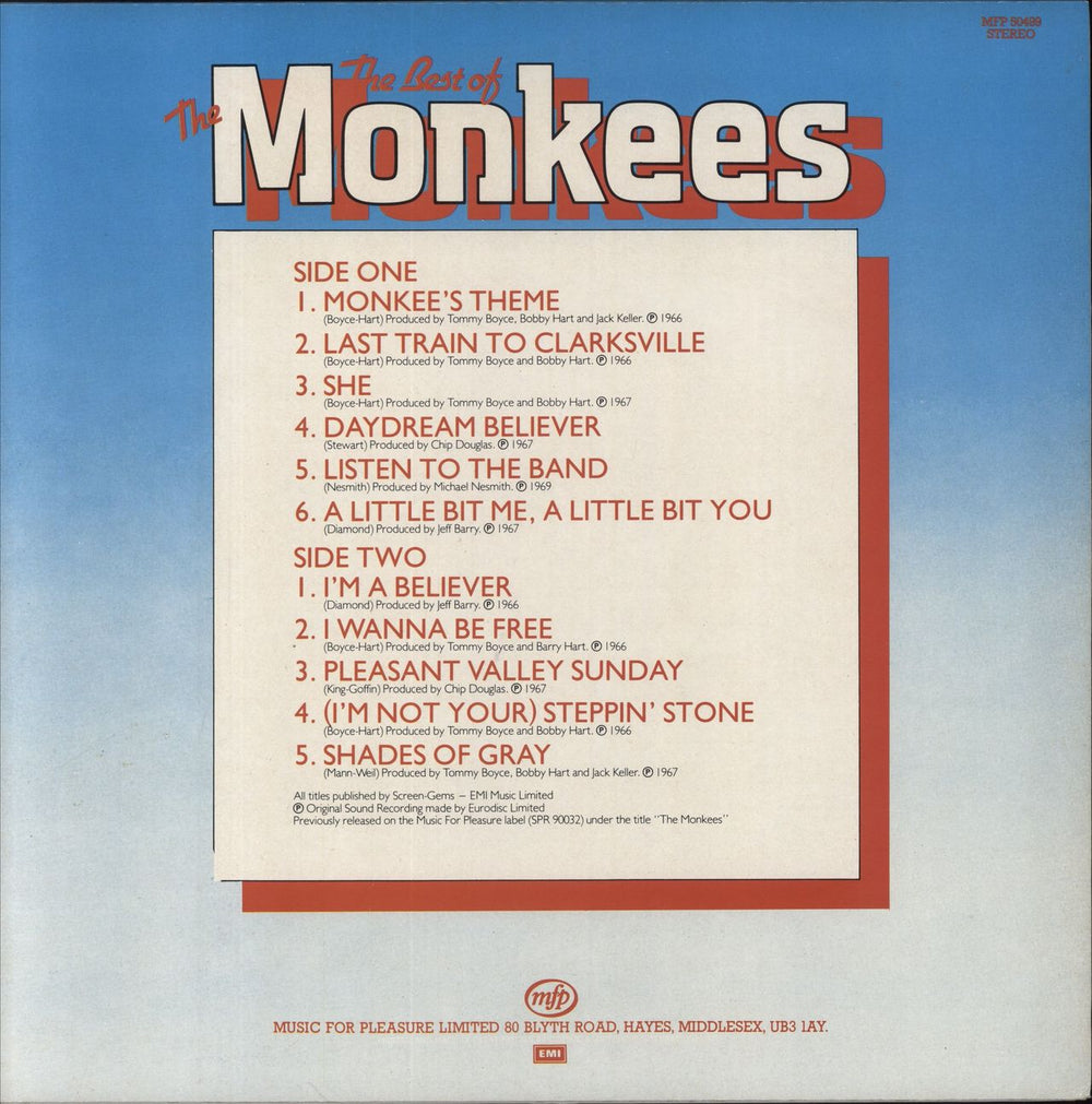 The Monkees The Best Of The Monkees UK vinyl LP album (LP record)