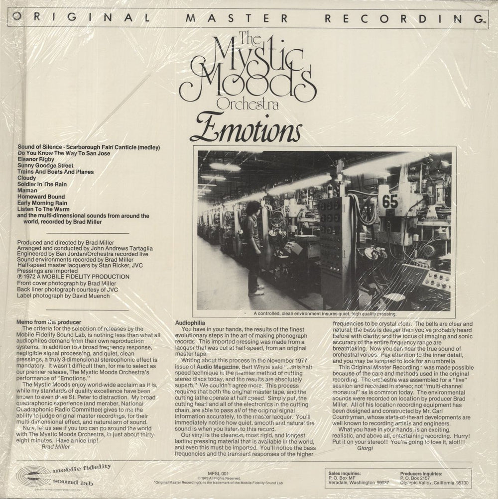 The Mystic Moods Orchestra  Emotions - Sealed US vinyl LP album (LP record) 60ELPEM850641