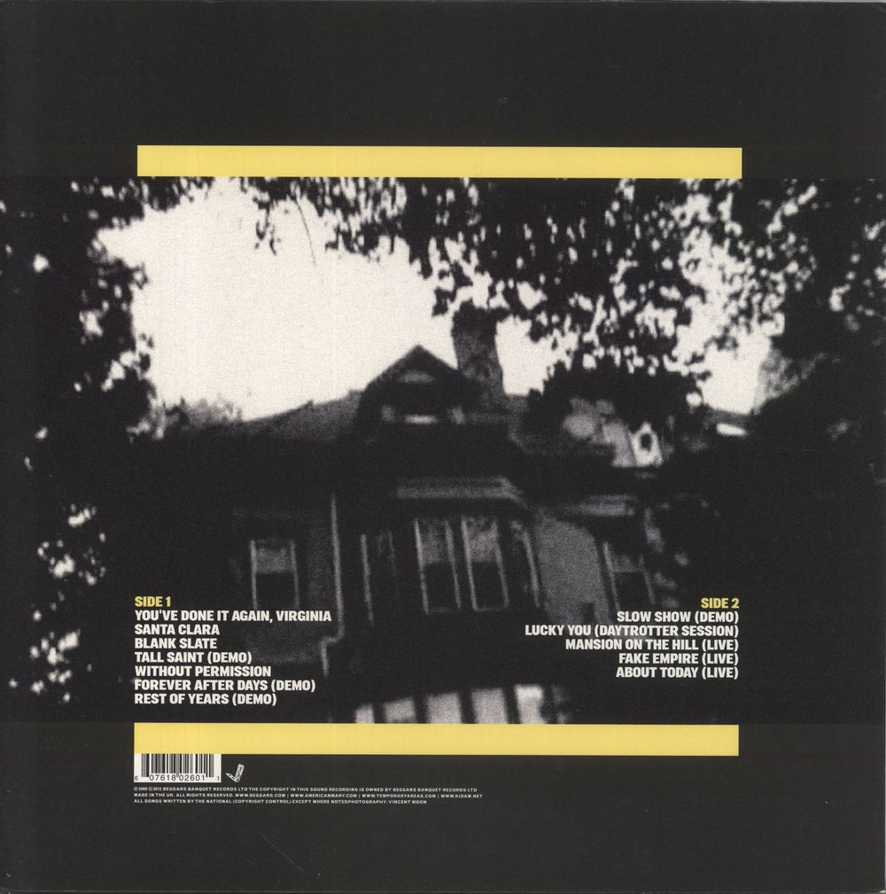 The National The Virginia EP - Yellow With Black Splatter Vinyl UK vinyl LP album (LP record) 607618026011