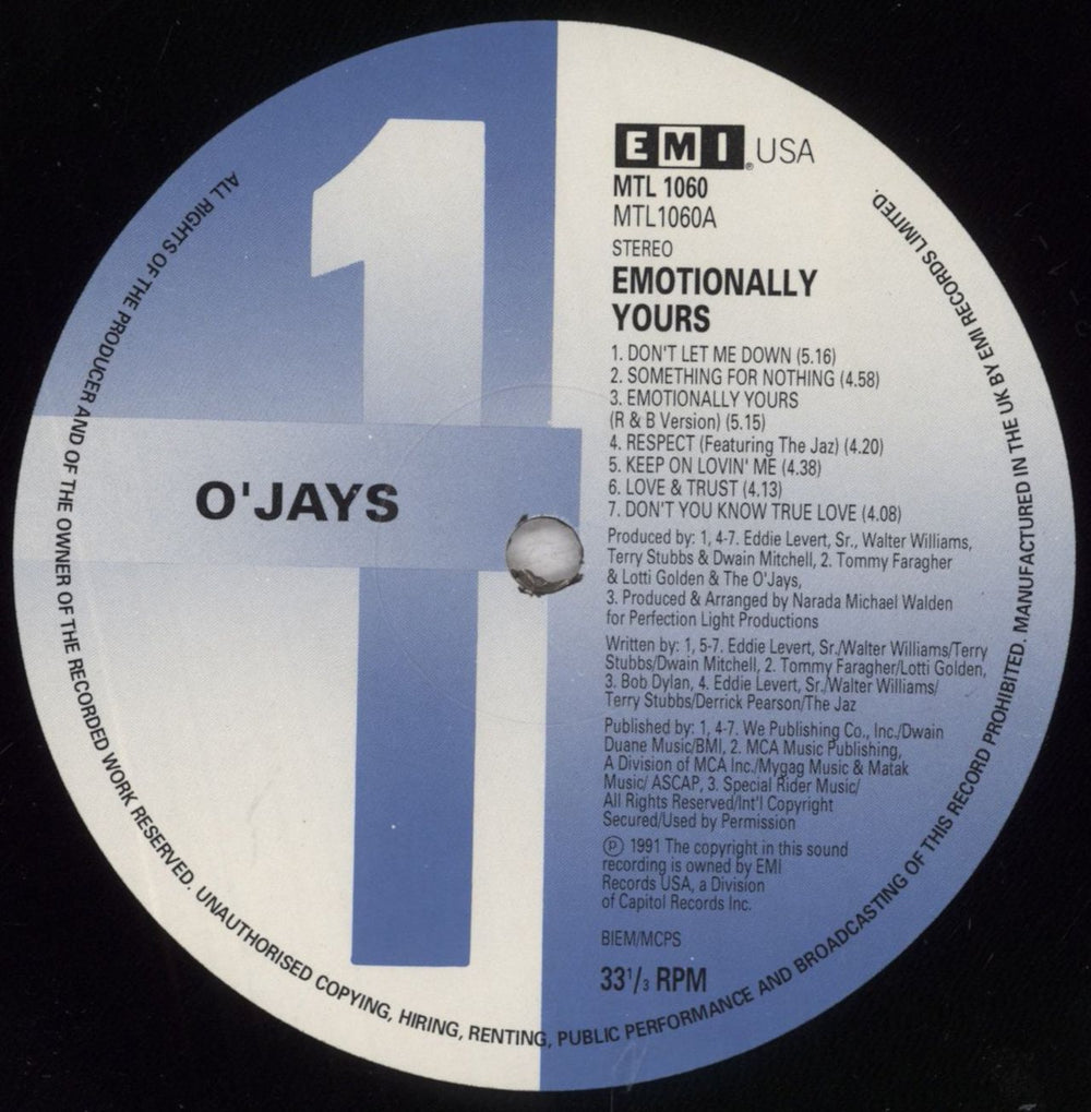 The O'Jays Emotionally Yours UK vinyl LP album (LP record) OJYLPEM848431