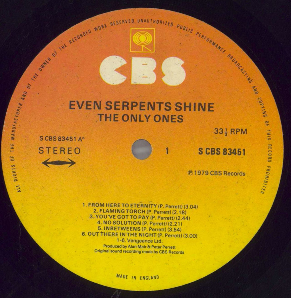 The Only Ones Even Serpents Shine - 1st - EX UK vinyl LP album (LP record) O-OLPEV822384