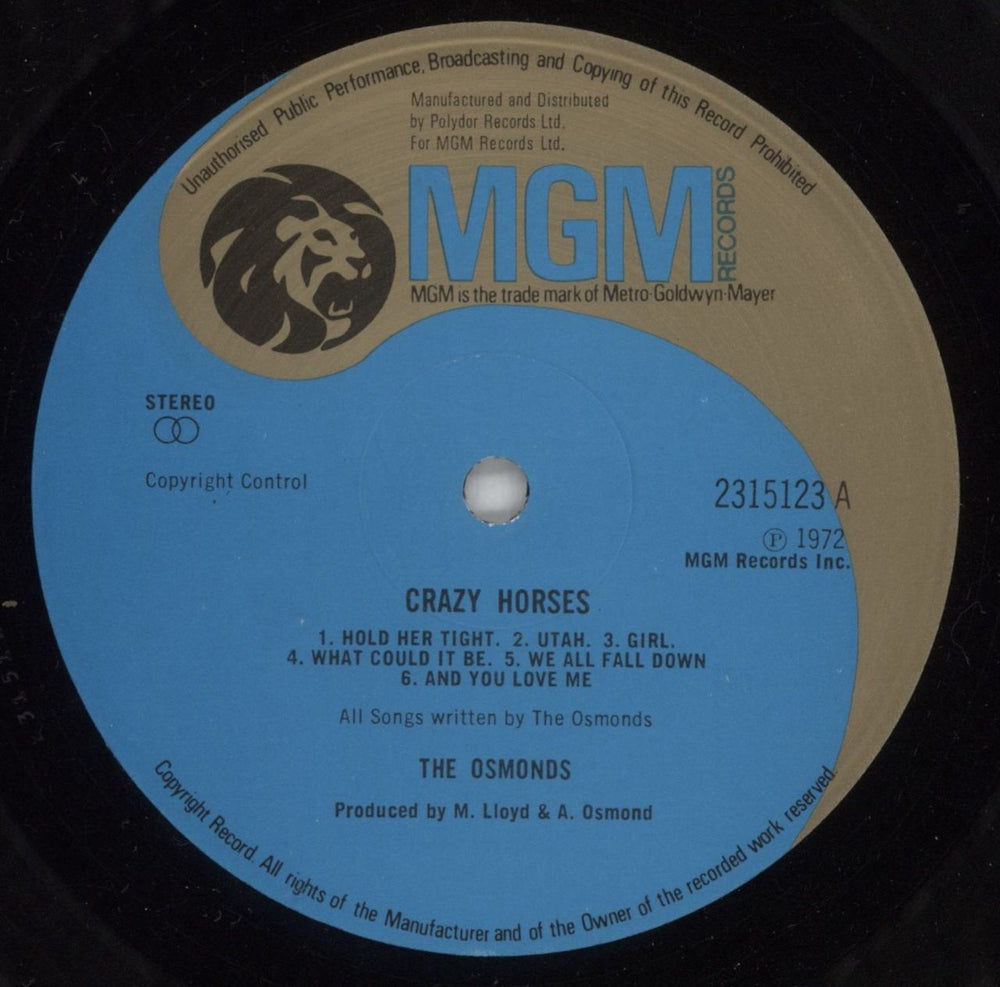 The Osmonds Crazy Horses UK vinyl LP album (LP record) OSDLPCR579419